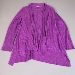 Eileen Fisher Cardigan Sweater Women's Plus Size 3X Purple Linen Cotton Ribbed